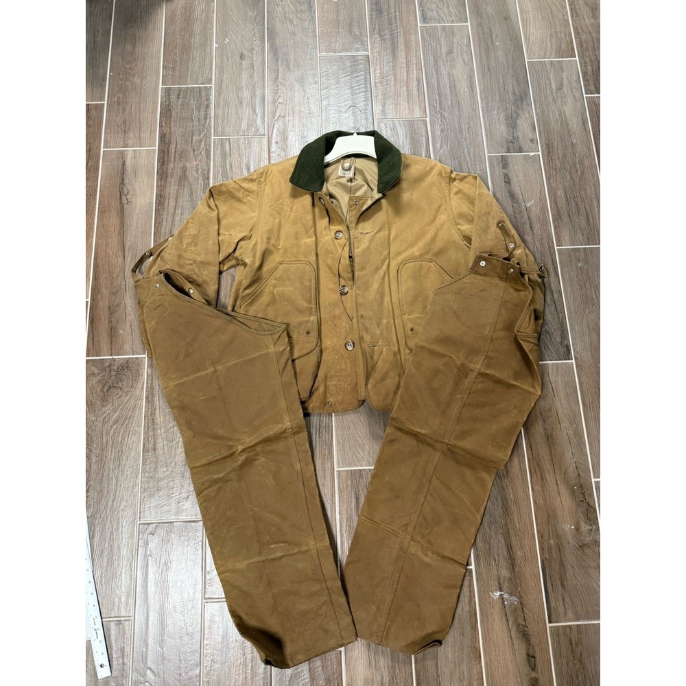 Filson Tan Field Jacket Button Logo Heavyweight Mid-Length Men's XL W Pants